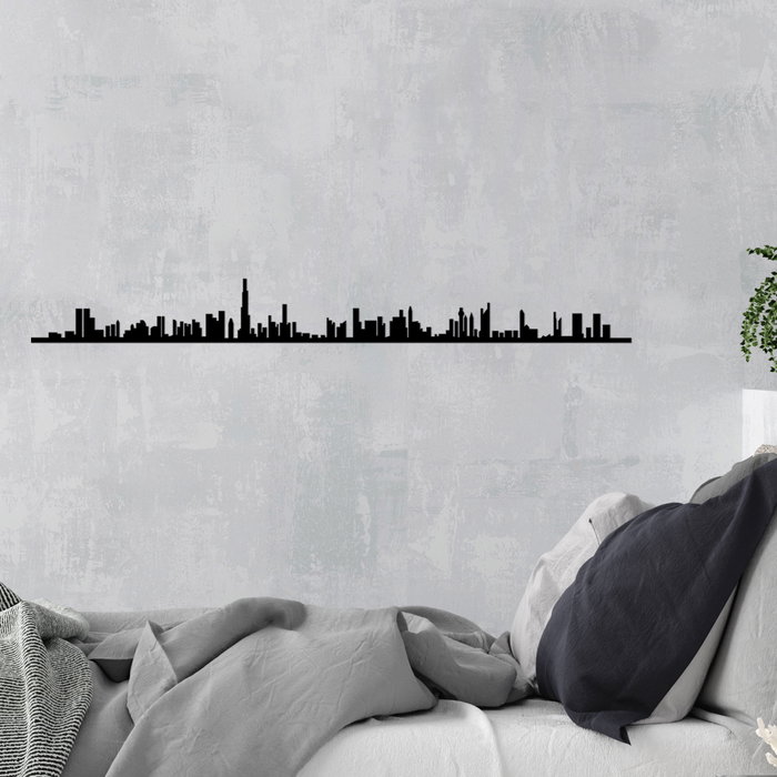 Wallity Dubai Skyline Escultura de Pared de Metal Negra